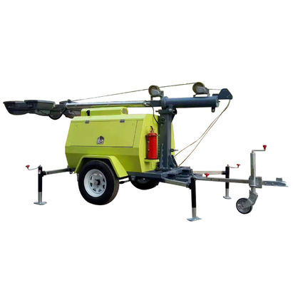 Plastic 9m Trailer Mobile Lighting Vehicle 6KW Diesel Generator With 400W*4LED Lights