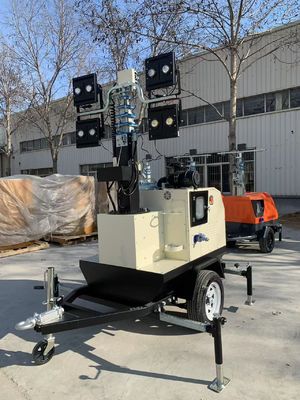 Trailer Type Vehicle Mounted Light Tower Hydraulic Telescopic Support 9 Meters Hydraulic Automatic Lifting
